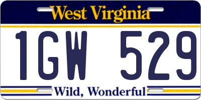 WV license plate 1GW529