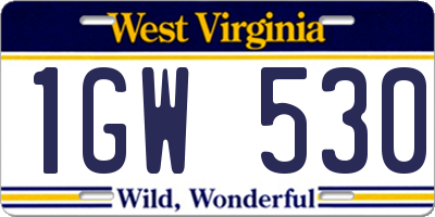 WV license plate 1GW530