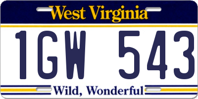 WV license plate 1GW543