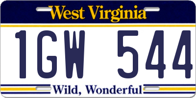 WV license plate 1GW544