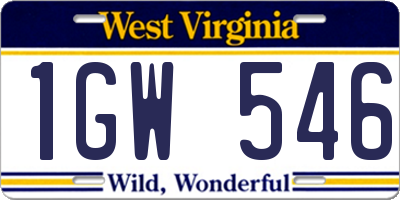 WV license plate 1GW546