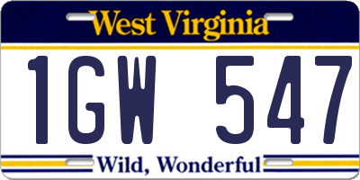 WV license plate 1GW547