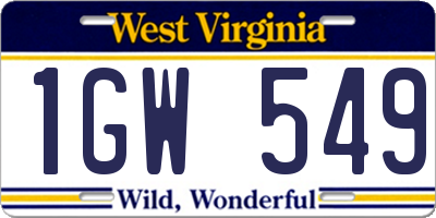 WV license plate 1GW549