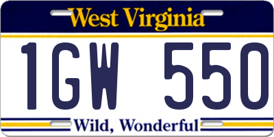 WV license plate 1GW550