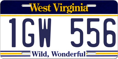 WV license plate 1GW556