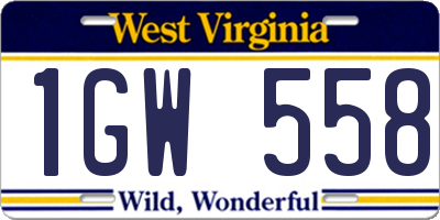 WV license plate 1GW558