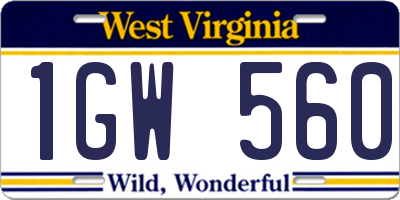 WV license plate 1GW560