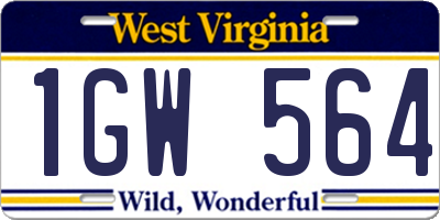 WV license plate 1GW564
