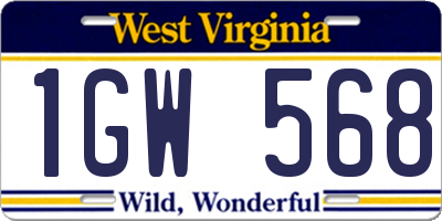 WV license plate 1GW568