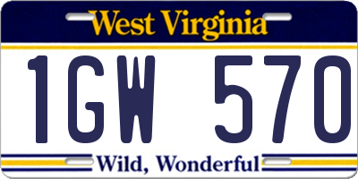 WV license plate 1GW570