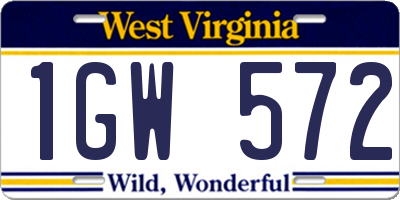 WV license plate 1GW572