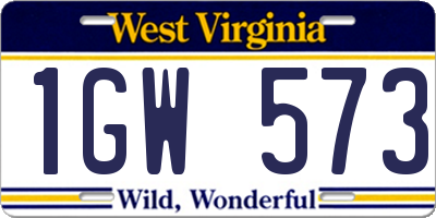WV license plate 1GW573
