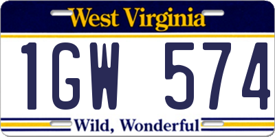 WV license plate 1GW574