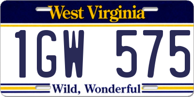 WV license plate 1GW575