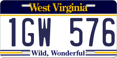 WV license plate 1GW576