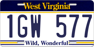 WV license plate 1GW577