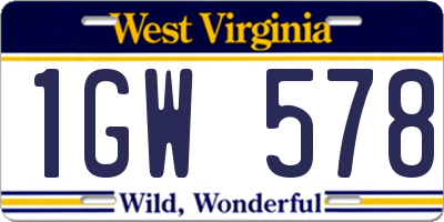 WV license plate 1GW578