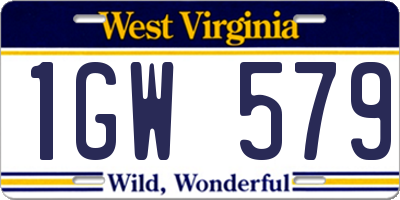 WV license plate 1GW579
