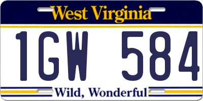 WV license plate 1GW584