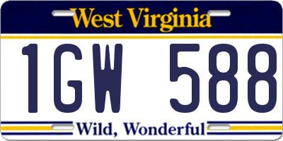 WV license plate 1GW588