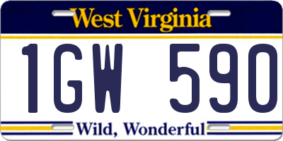 WV license plate 1GW590