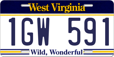 WV license plate 1GW591