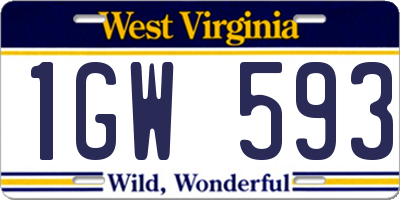 WV license plate 1GW593