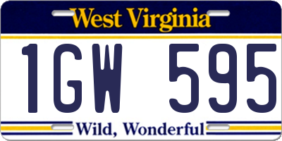 WV license plate 1GW595