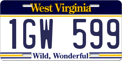 WV license plate 1GW599