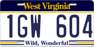 WV license plate 1GW604