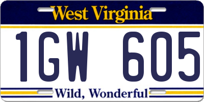 WV license plate 1GW605