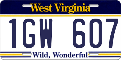 WV license plate 1GW607