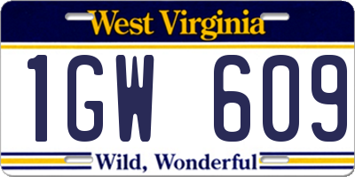 WV license plate 1GW609