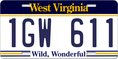 WV license plate 1GW611