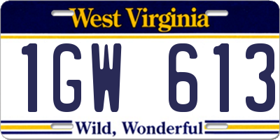 WV license plate 1GW613