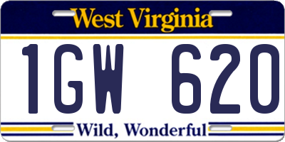 WV license plate 1GW620