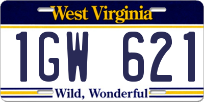 WV license plate 1GW621