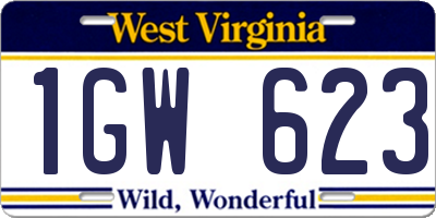 WV license plate 1GW623