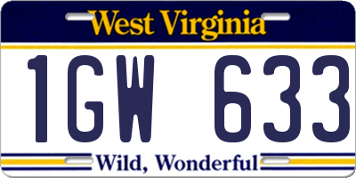 WV license plate 1GW633