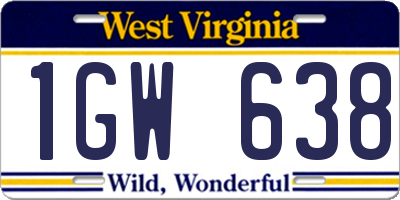 WV license plate 1GW638