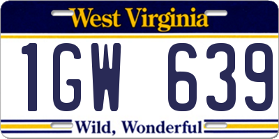 WV license plate 1GW639
