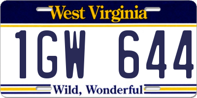 WV license plate 1GW644