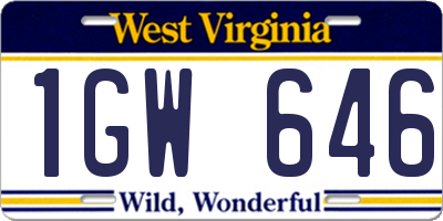 WV license plate 1GW646