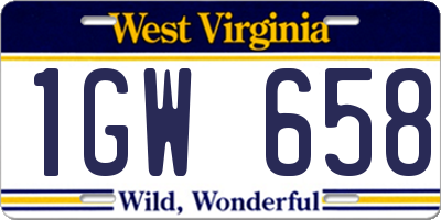 WV license plate 1GW658