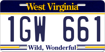 WV license plate 1GW661
