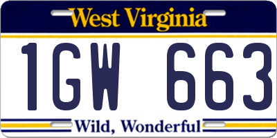 WV license plate 1GW663