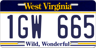WV license plate 1GW665