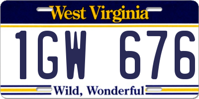 WV license plate 1GW676