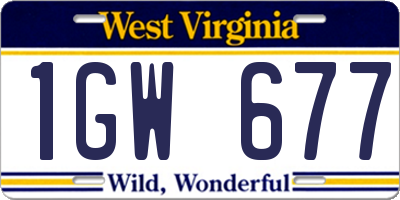 WV license plate 1GW677
