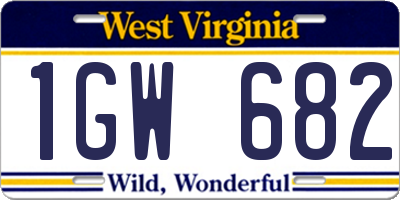 WV license plate 1GW682
